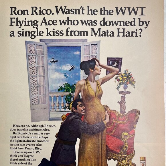 Ronrico Rum Vintage Print Ad 1968 Puerto Rican WWI Flying Ace NYC General Wine u - Picture 3 of 5